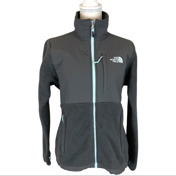 The North Face Denali Jacket In Gray Mint Green Size Small Fleece Full Zip